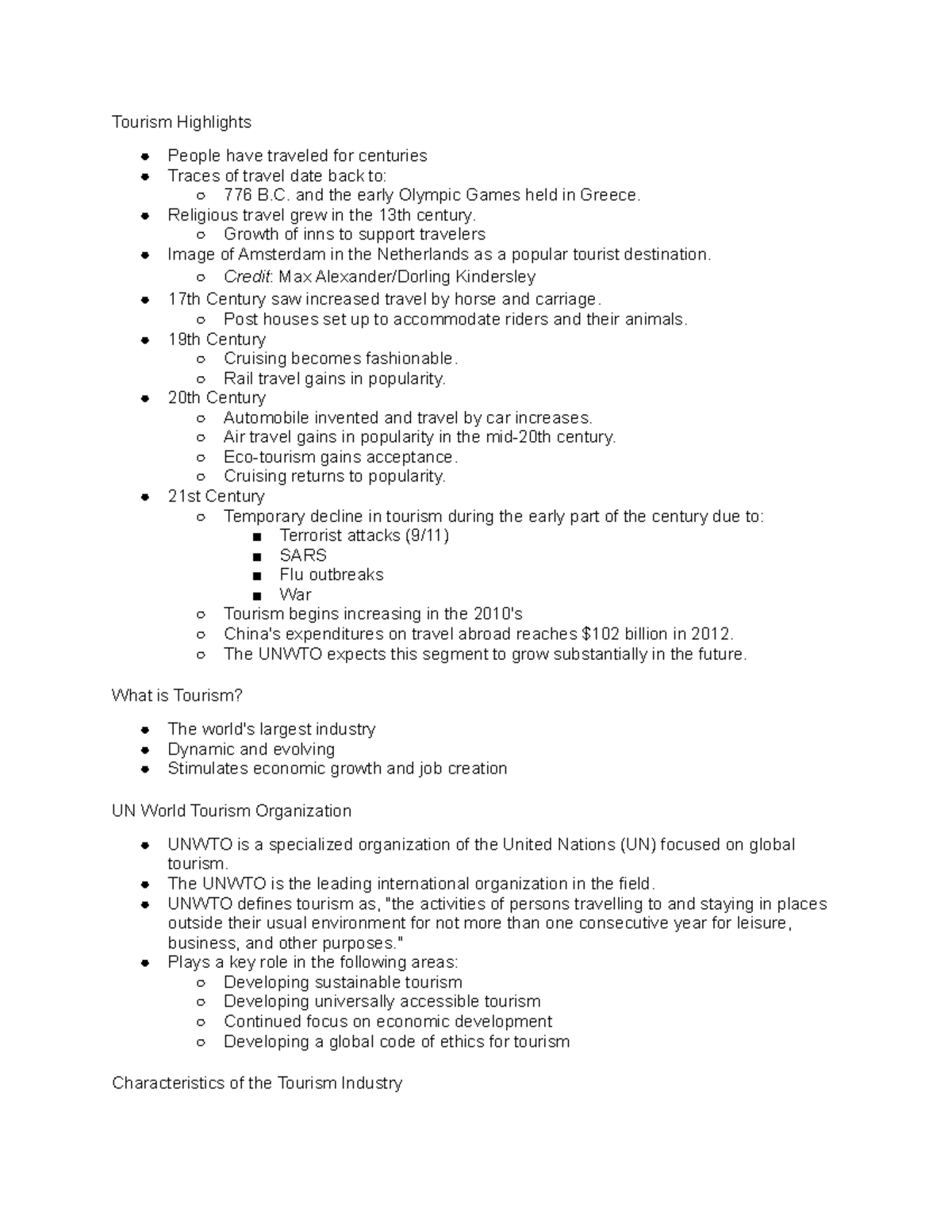 Chapter 2 Tourism - Comprehensive Lecture Notes Overview - Studocu