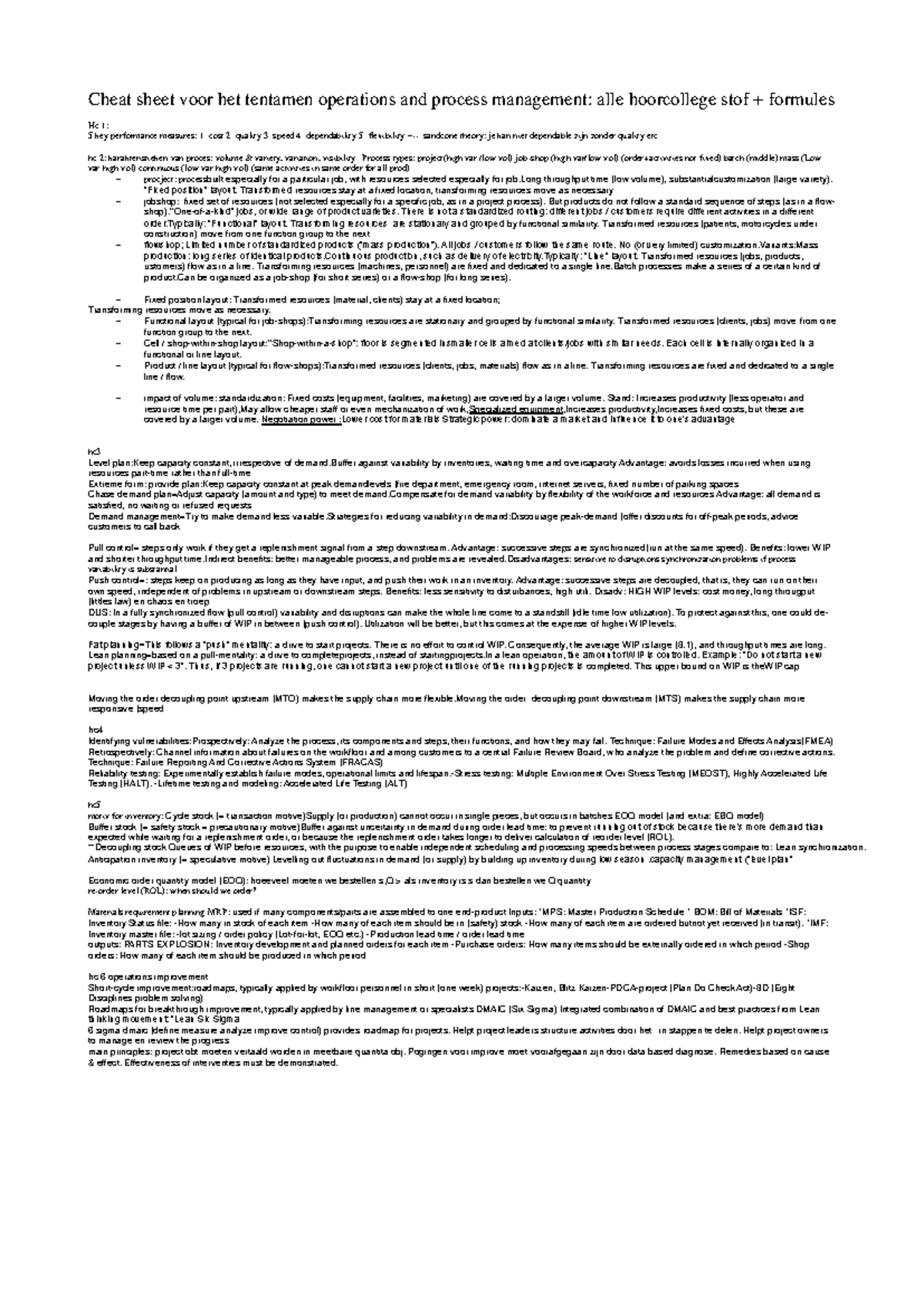 Operations and Process Management (OPM): Final Exam Cheat Sheet with ...