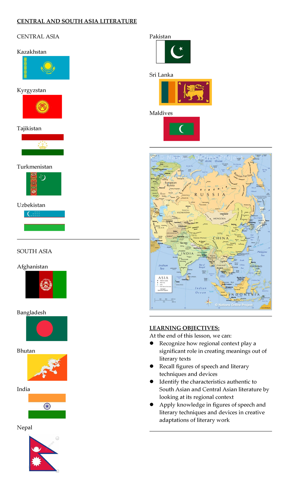 CENTRAL AND SOUTH ASIA LITERATURE: A COMPARATIVE STUDY - Studocu