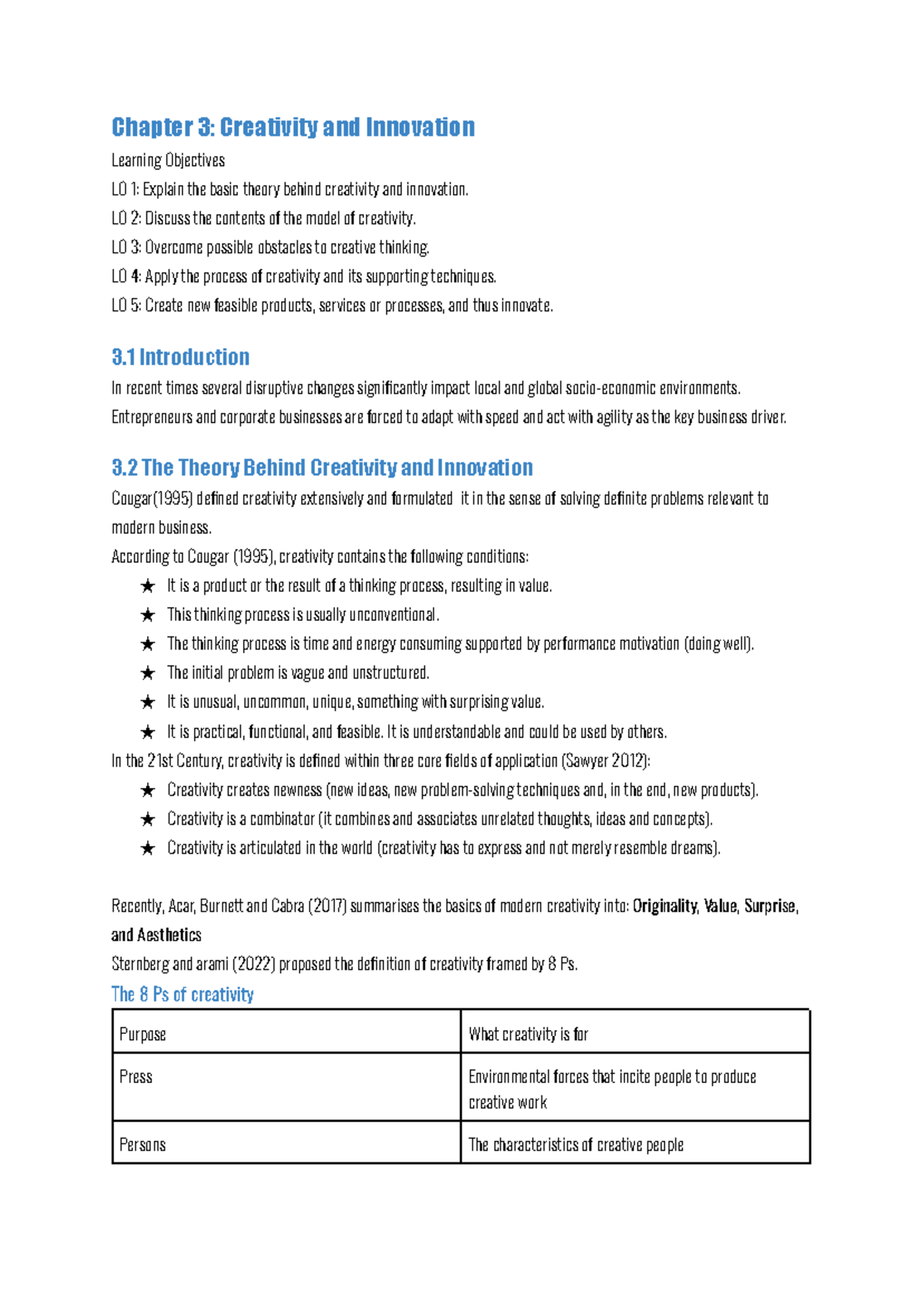 Chapter 3: Creativity and Innovation in Entrepreneurship Notes - Studocu