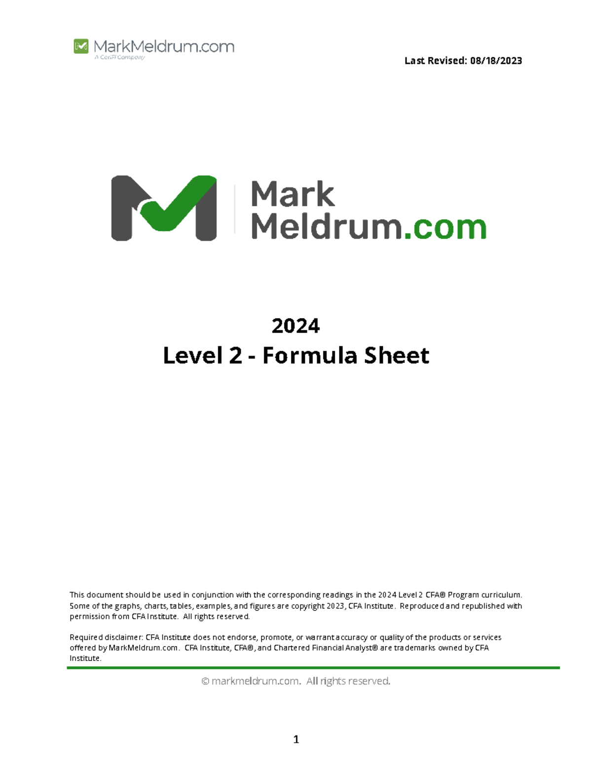 L2 2024 Corporate Finance Final Exam Formula Sheet Summary - Studocu