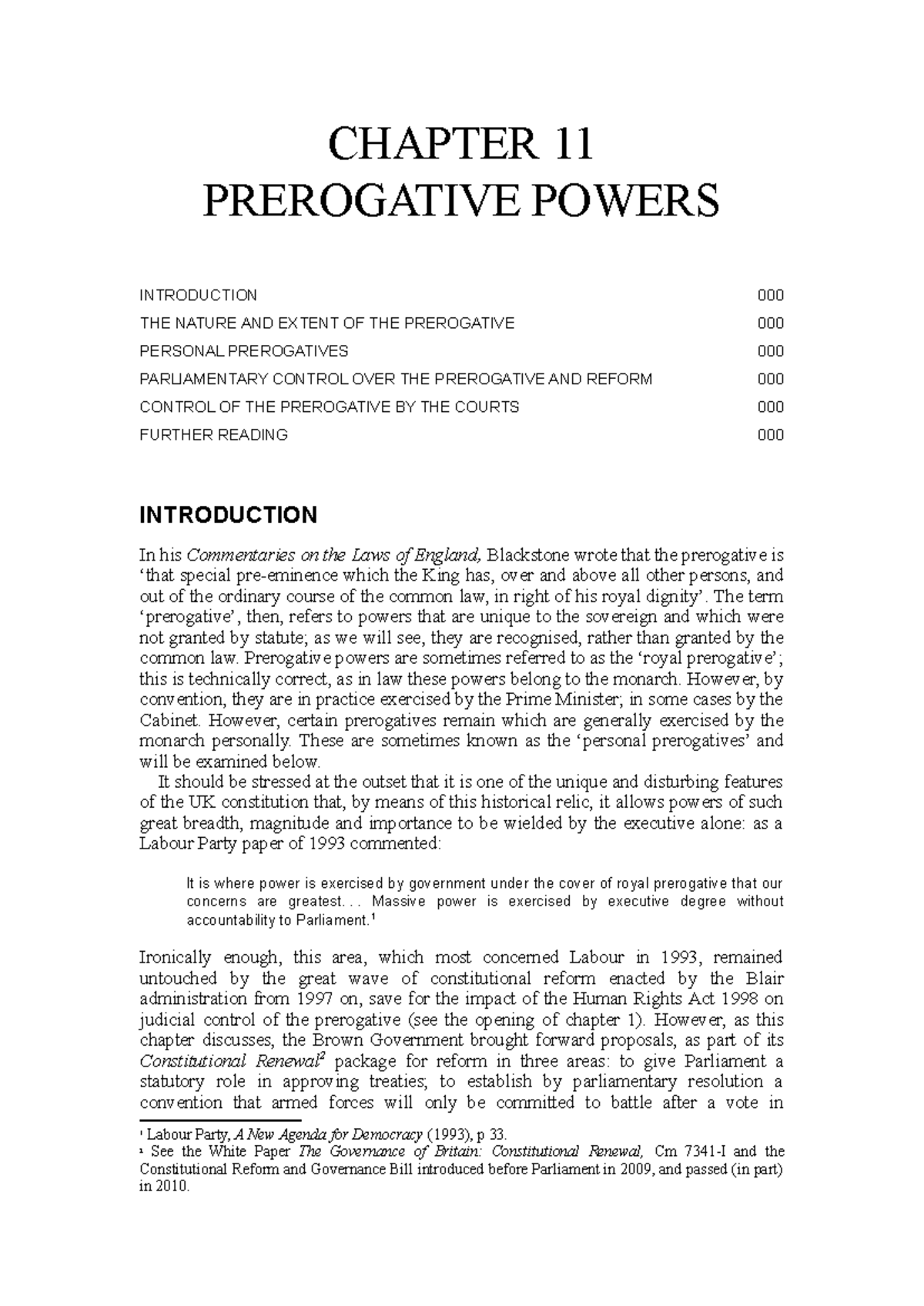 CHAPTER 11: PREROGATIVE POWERS IN LAW AND STATE - Studocu