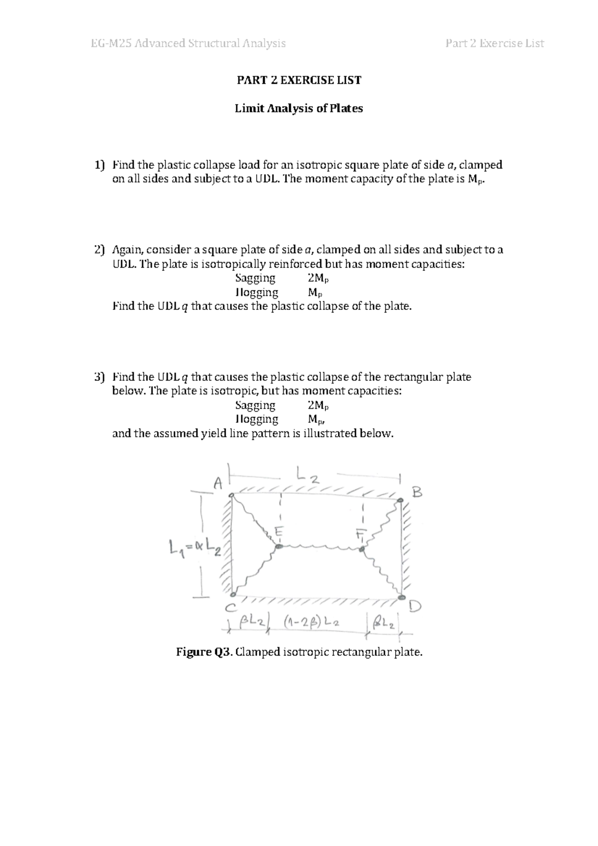 EG-M25 Advanced Structural Analysis Part 2 Exercise Questions & Answers ...