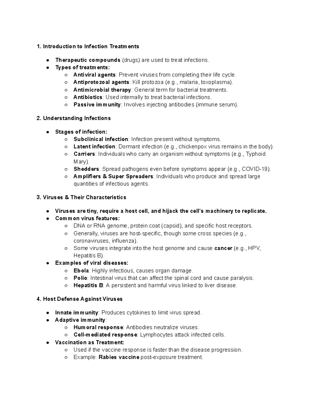 Infection Lecture Notes - Introduction to Infection Treatments ...