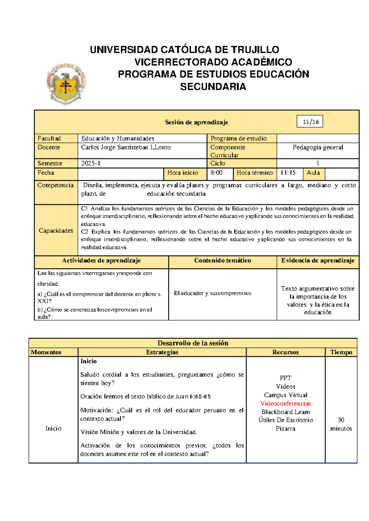 Sesión de Aprendizaje: Rol del Docente en el Siglo XXI - FXSCV 2025 ...