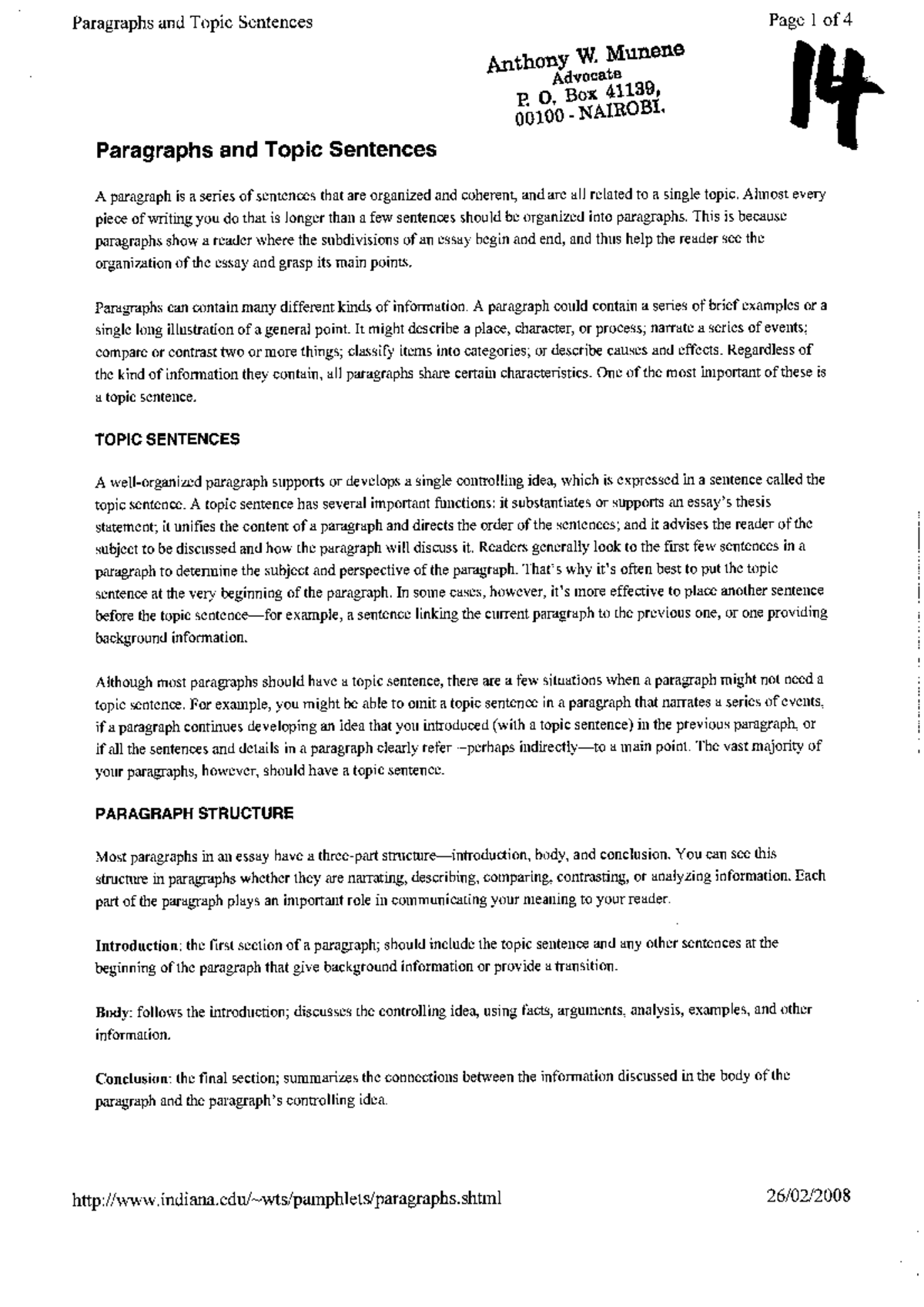 14 Paragraphs and Topic Sentences: Understanding Structure and ...