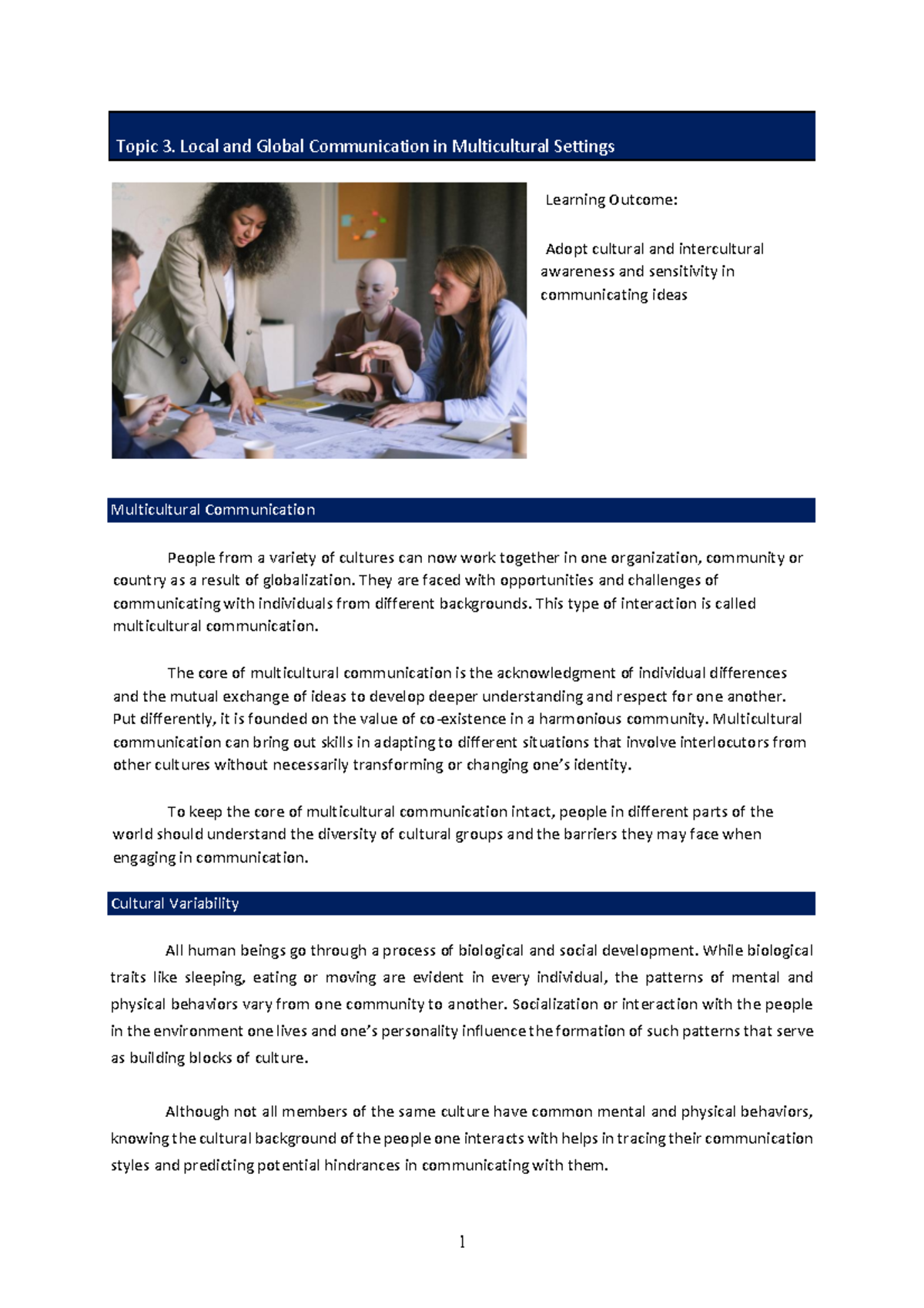 Pur Comm Module 3: Local & Global Communication in Multicultural ...