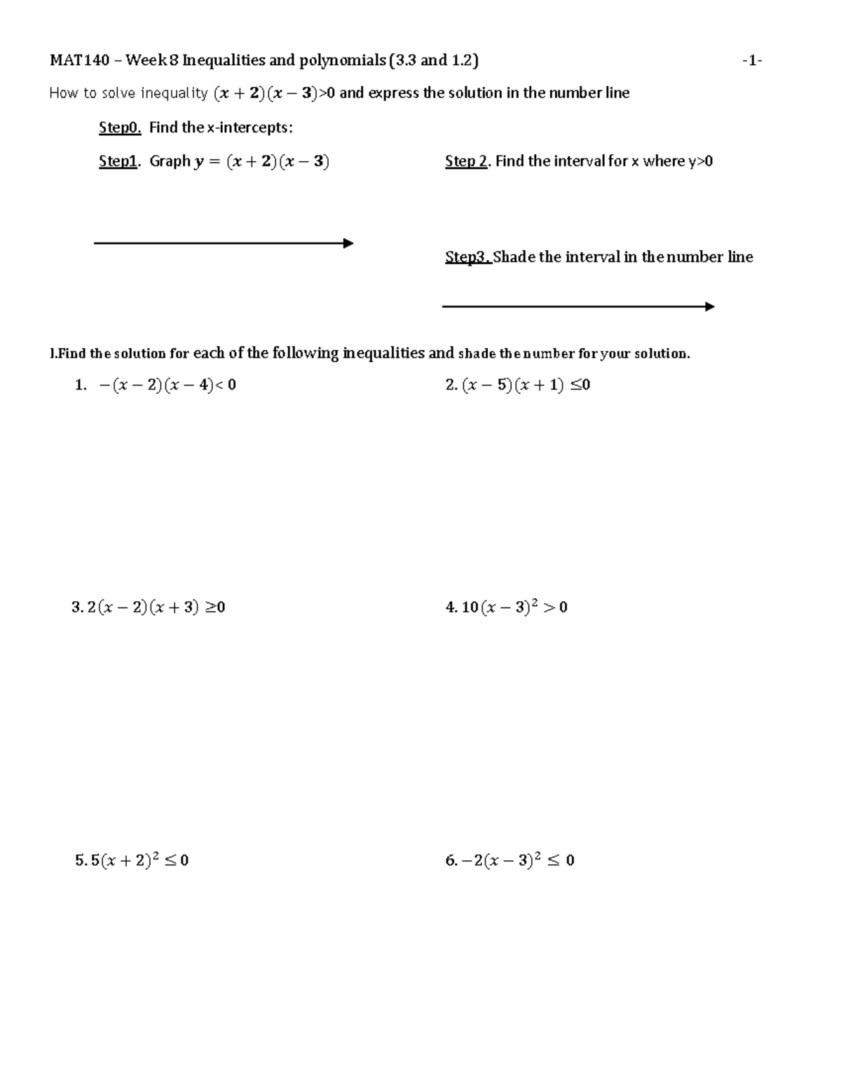 MAT140 - Week 8: Inequalities & Polynomials (3.3 & 1.2) Solutions - How ...