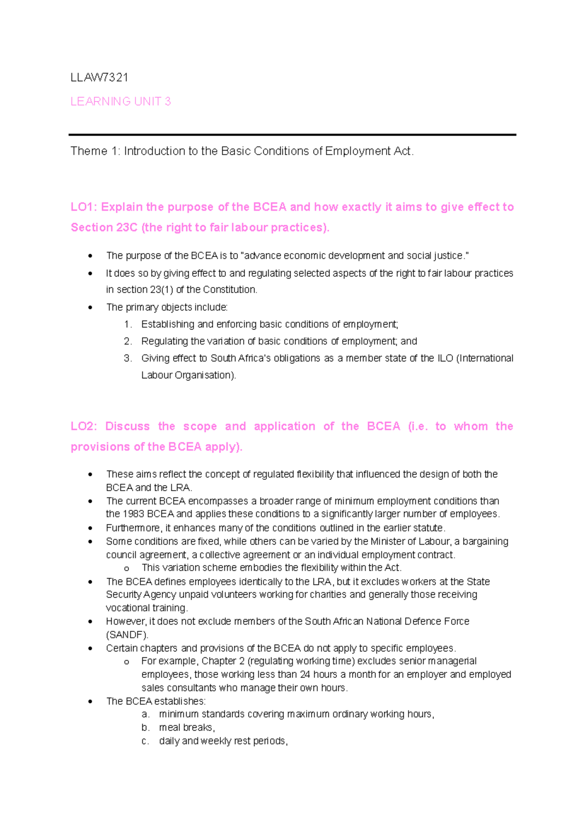 LLAW7321 Learning Unit 3: Overview of the Basic Conditions of ...