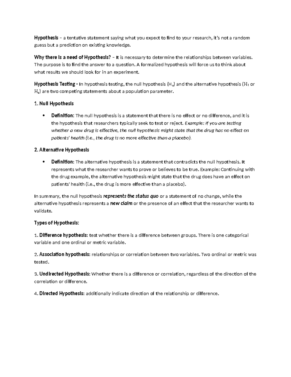 Statistics 101: Understanding Hypothesis and Testing Methods - Studocu