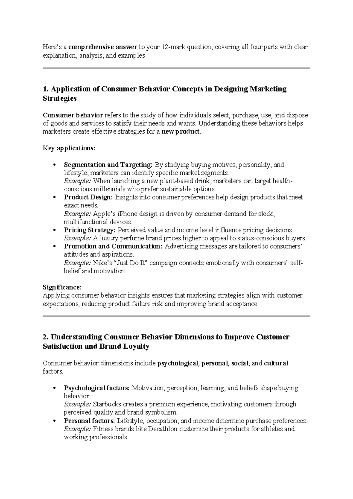 Consumer Behavior Insights for Marketing Strategies (MKT 101) - Studocu