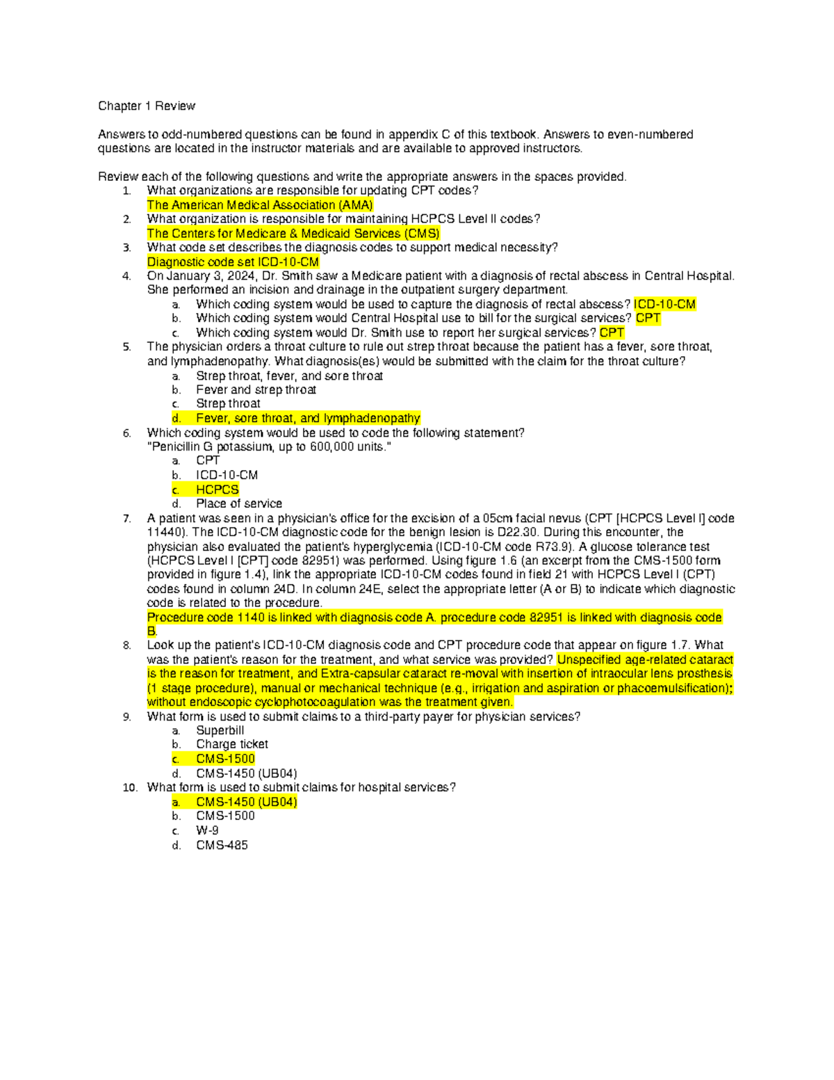 Chapter 1 Review - Coding II: Key Coding Concepts & Answers