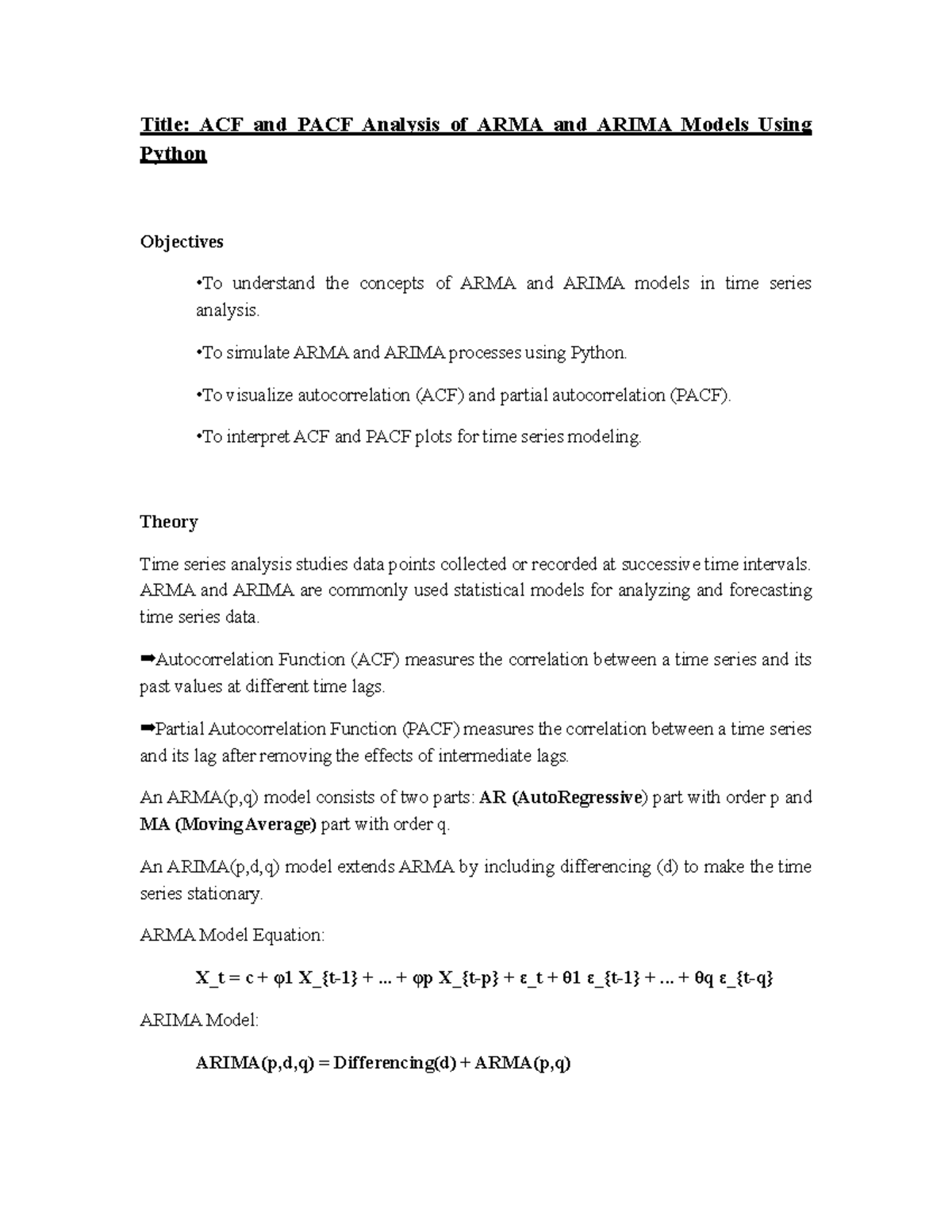 Lab Report 6: ACF & PACF Analysis of ARMA/ARIMA Models in Python - Studocu