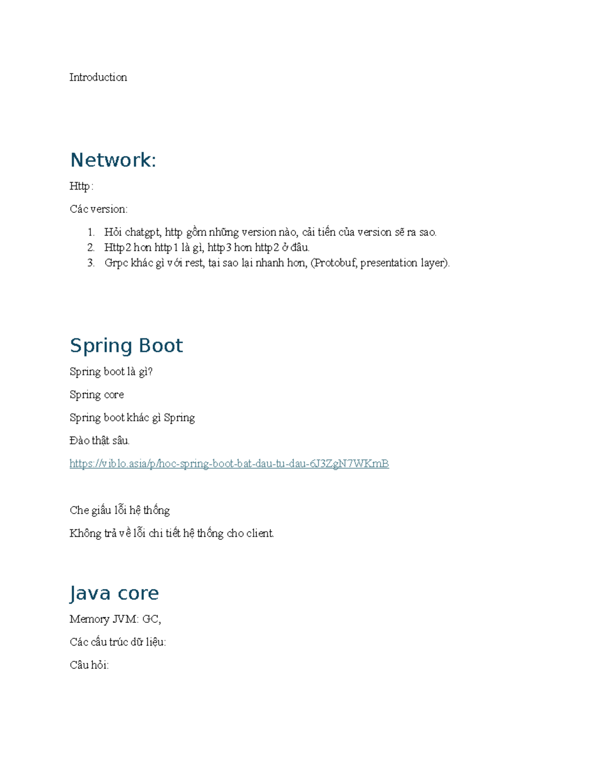 Catchup Knowledge - IT Interview Prep: Networking & Java Concepts - Studocu