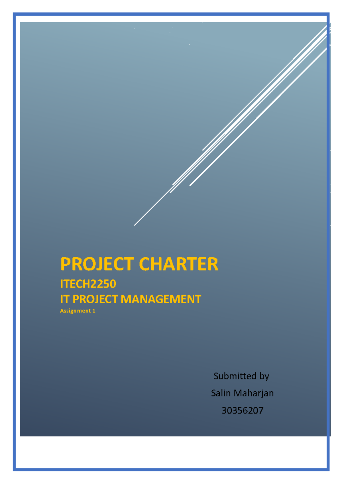 Project Charter - Assignment 1 for IT-30356207 - Studocu