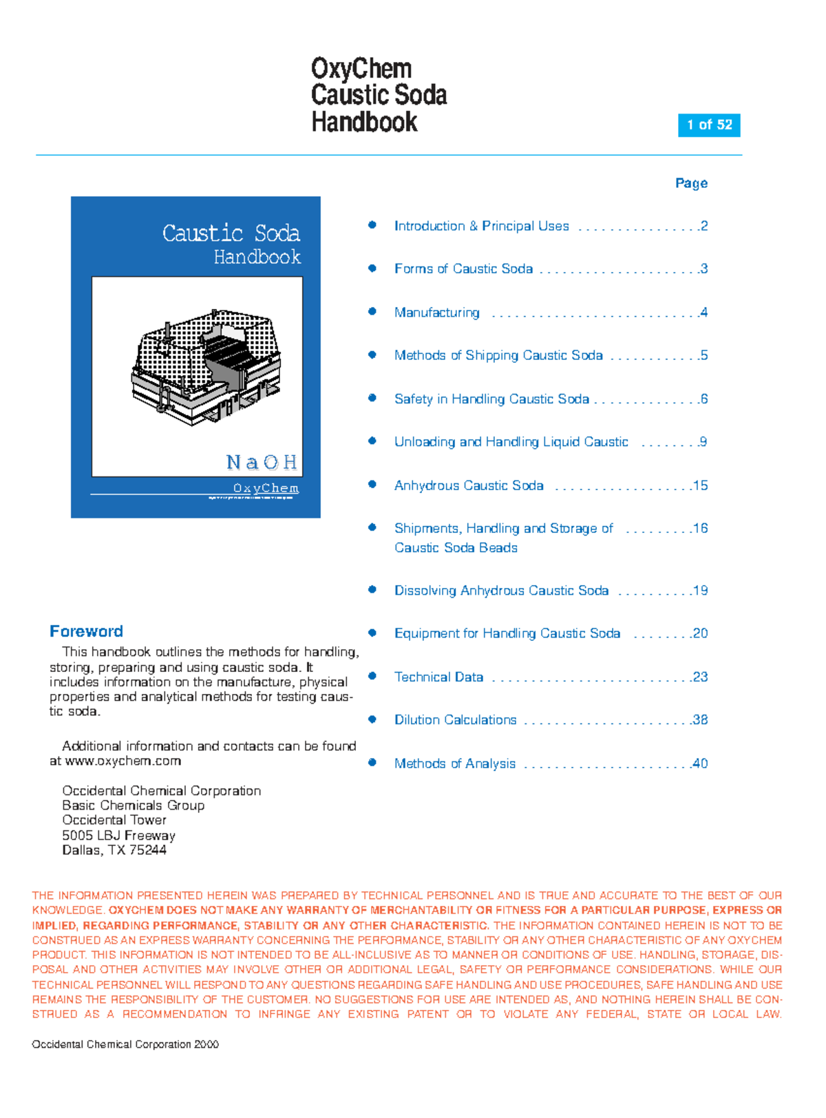 OxyChem NaOH Caustic Soda Handbook: Handling & Safety Guide - Studocu