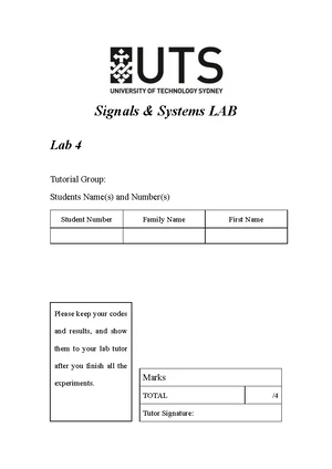 Signals & Systems Lab 4 Assignment - Spring 2024 - Studocu