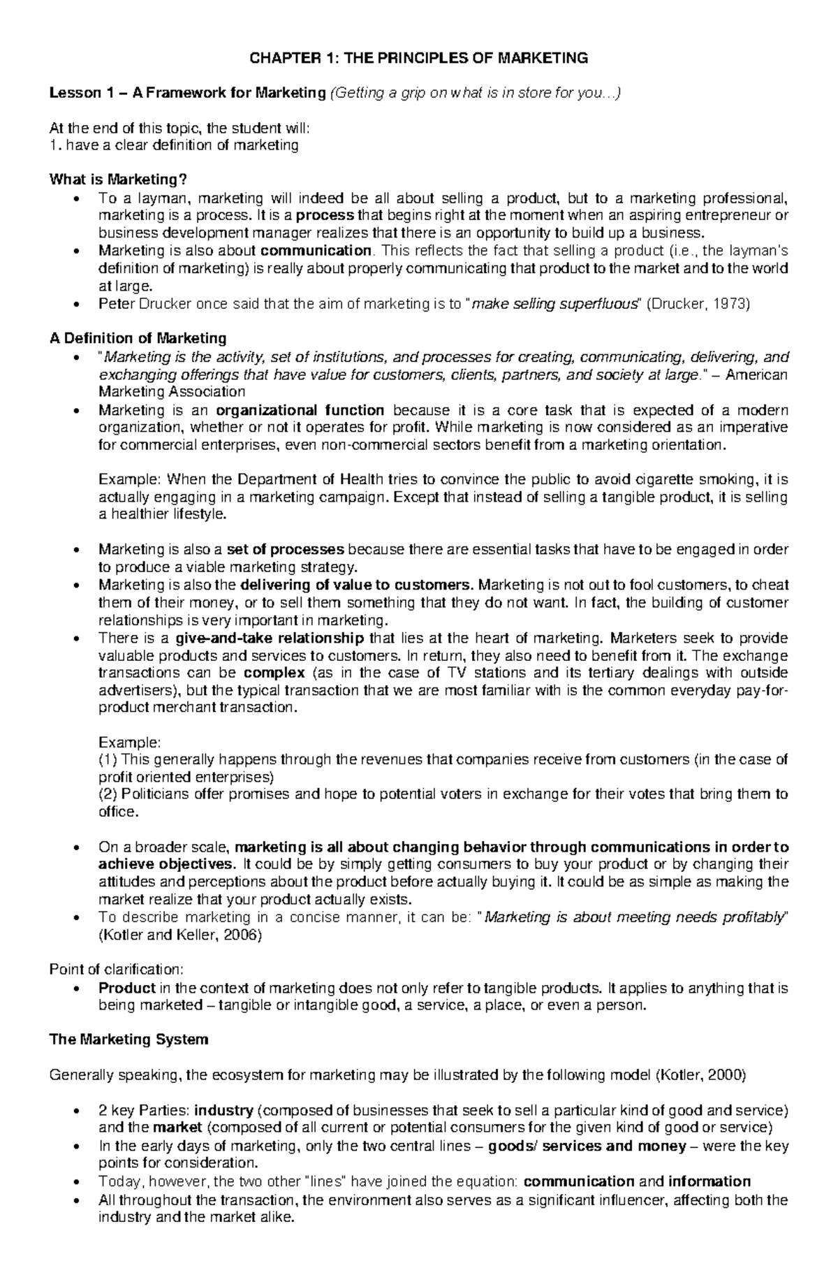 Unit 1 MKTG - Business Marketing: Principles & Environment Overview ...