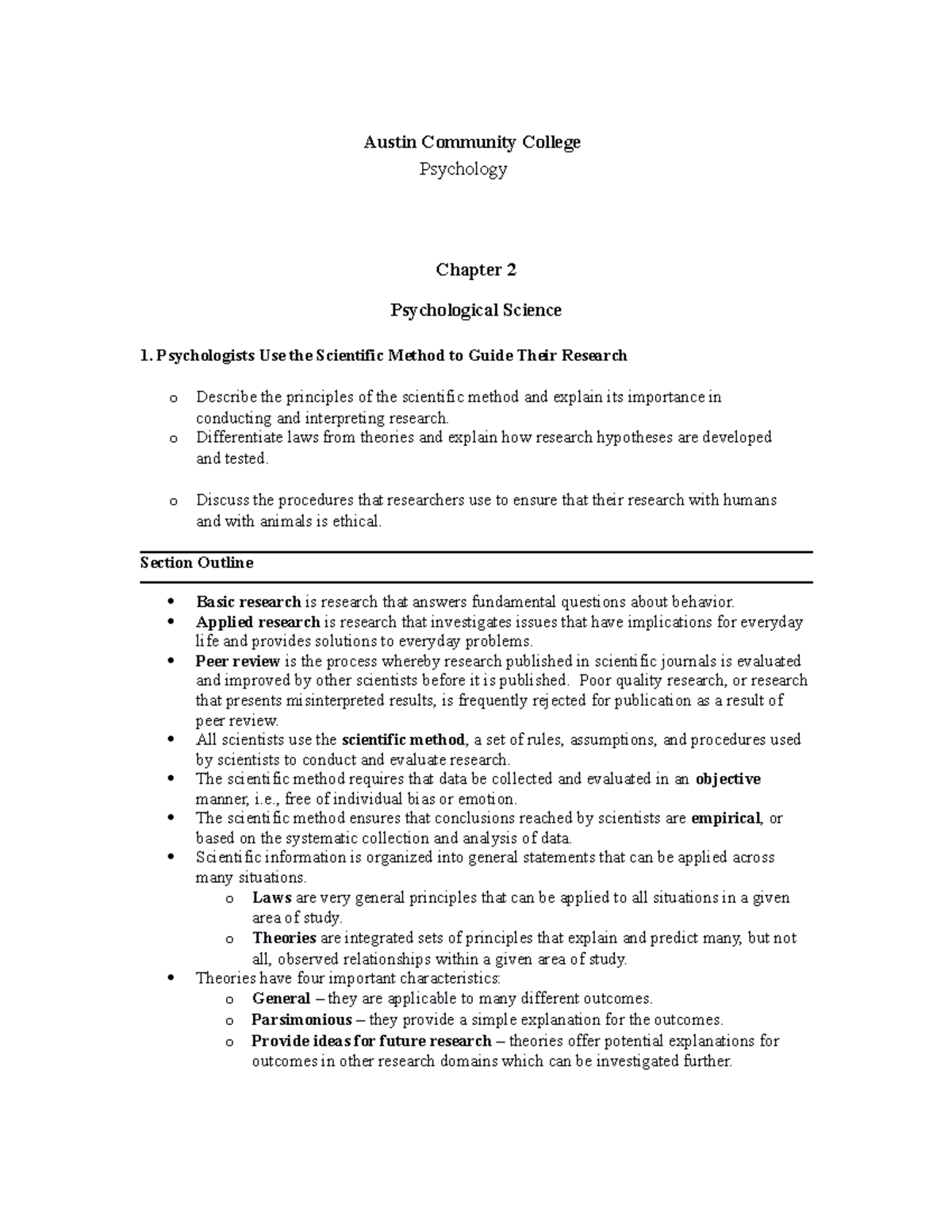 Chapter 2: Understanding Psychological Science in PSY 101 - Studocu
