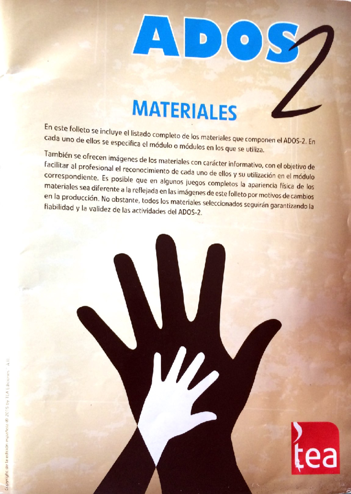 Materiales del ADOS2 para Módulos T y V: Guía Completa - Studocu