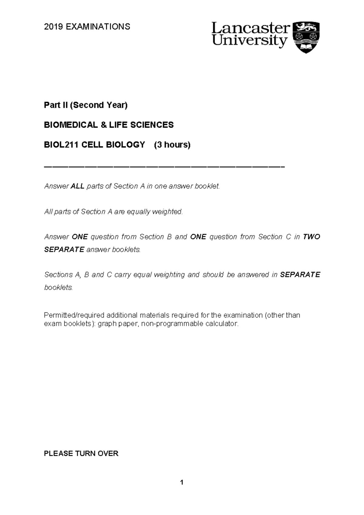 BIOL211 Final Exam 2019: Cell Biology Comprehensive Review - Studocu