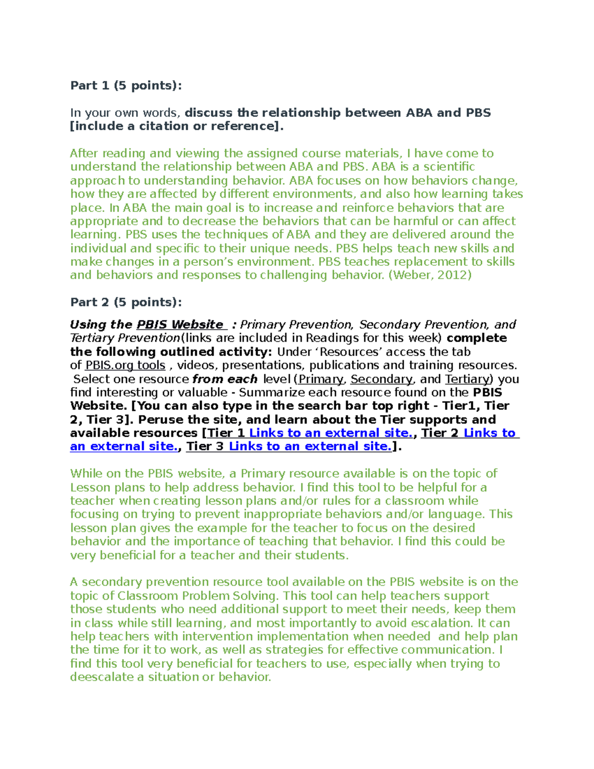Module 2 Special education - Part 1 (5 points): In your own words ...