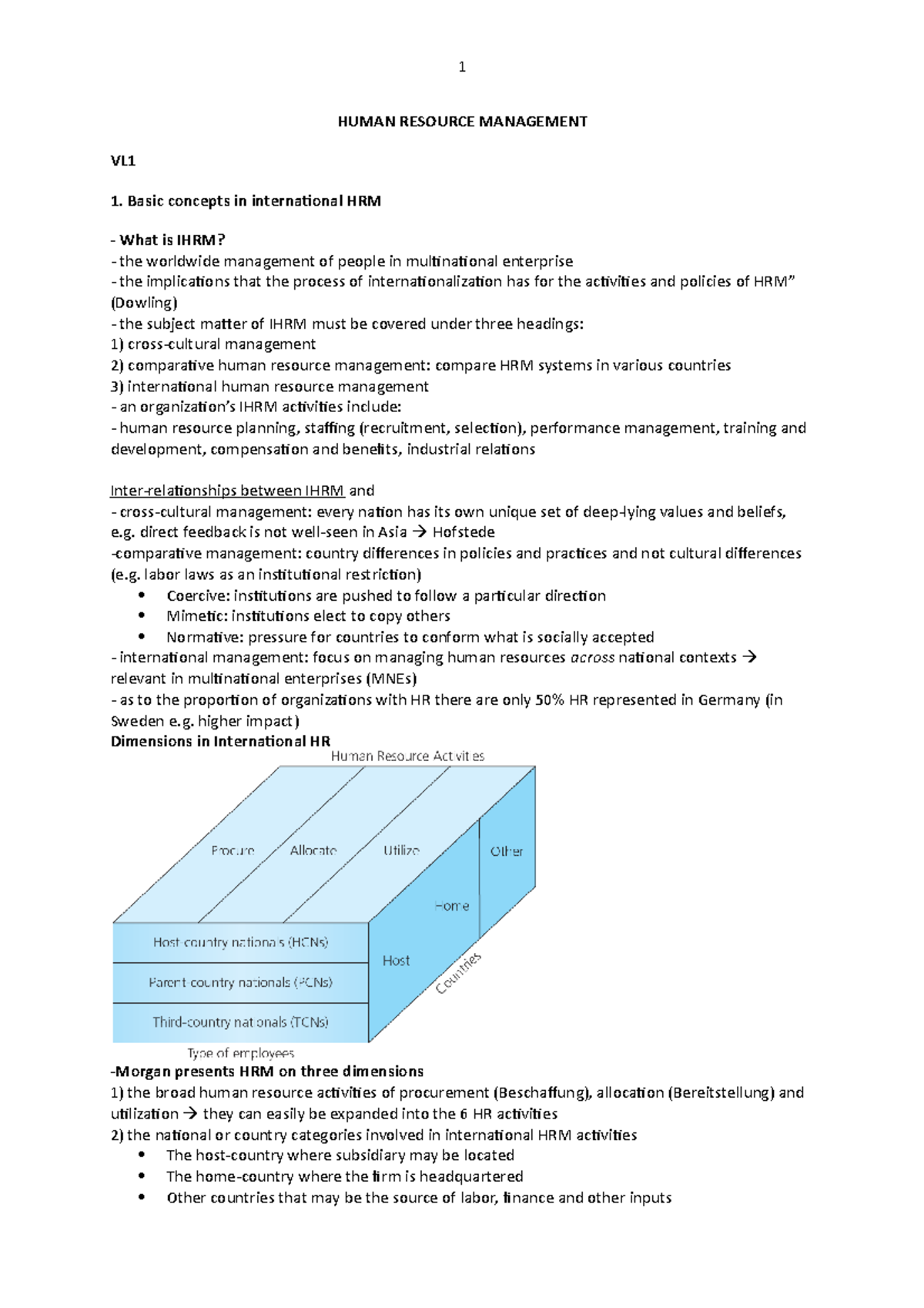 Strategic International HRM - Summary - HUMAN RESOURCE MANAGEMENT VL ...