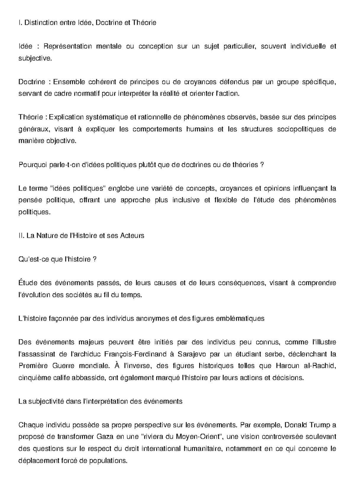 Politique et Histoire : Idées et Doctrines - Cours POL101 - Studocu