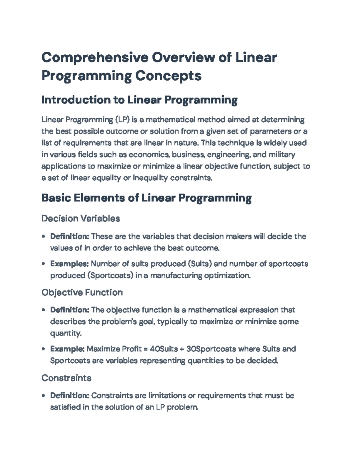 Linear Programming: Concepts, Methods, and Applications (Course Code ...
