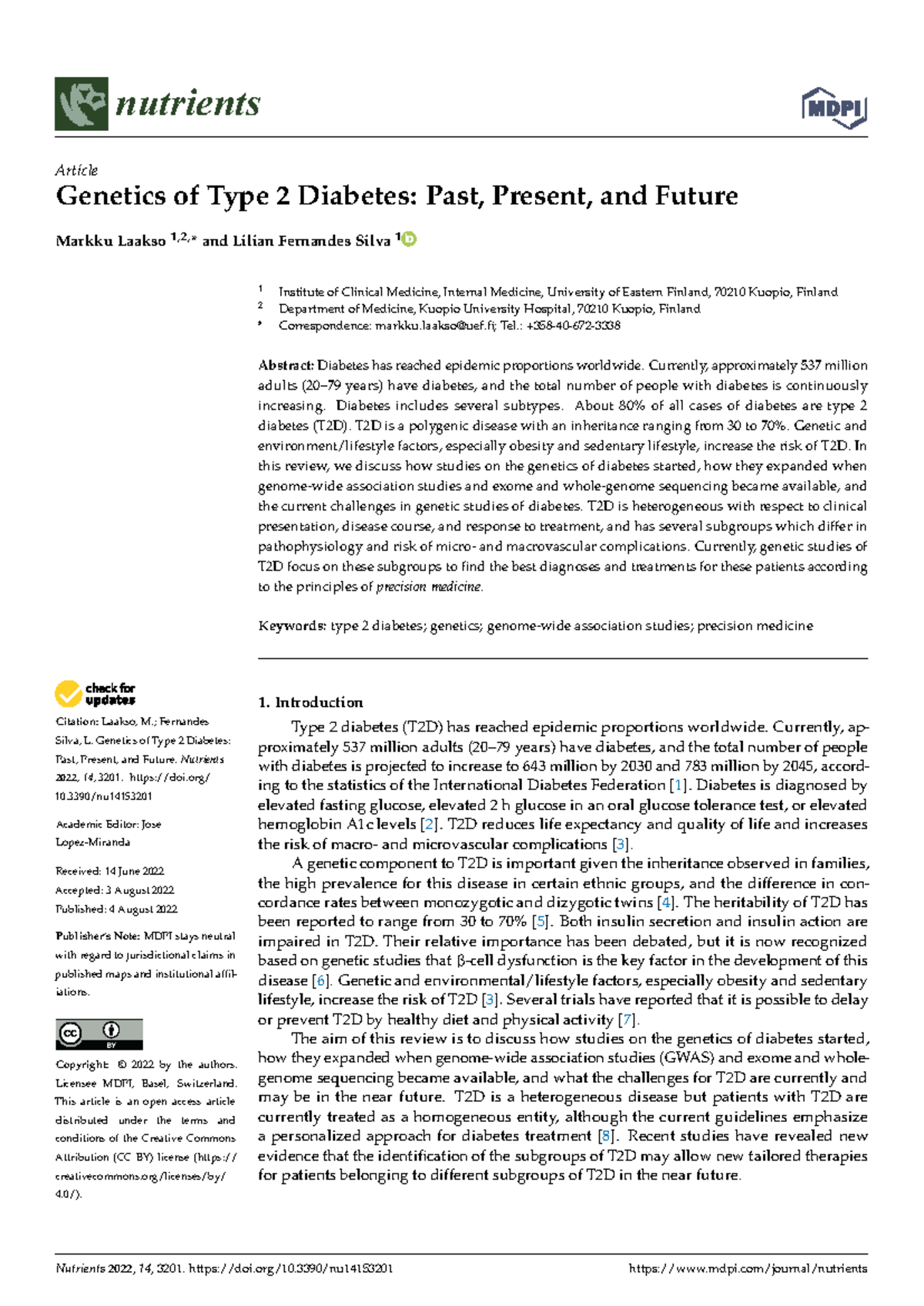 Genetics of Type 2 Diabetes: Insights and Advances (Article 6) - Studocu