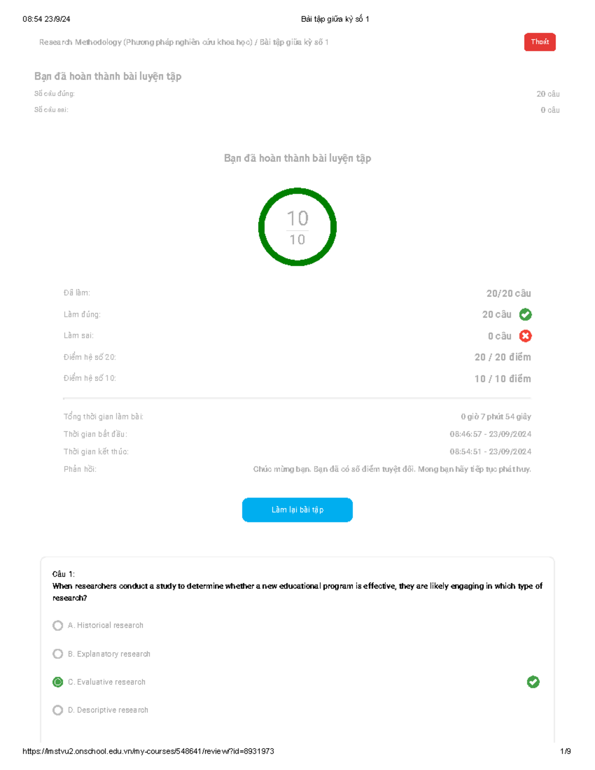 460 P3 E1 Thuy Kieu - Practice Exam Results and Feedback - Document Preview