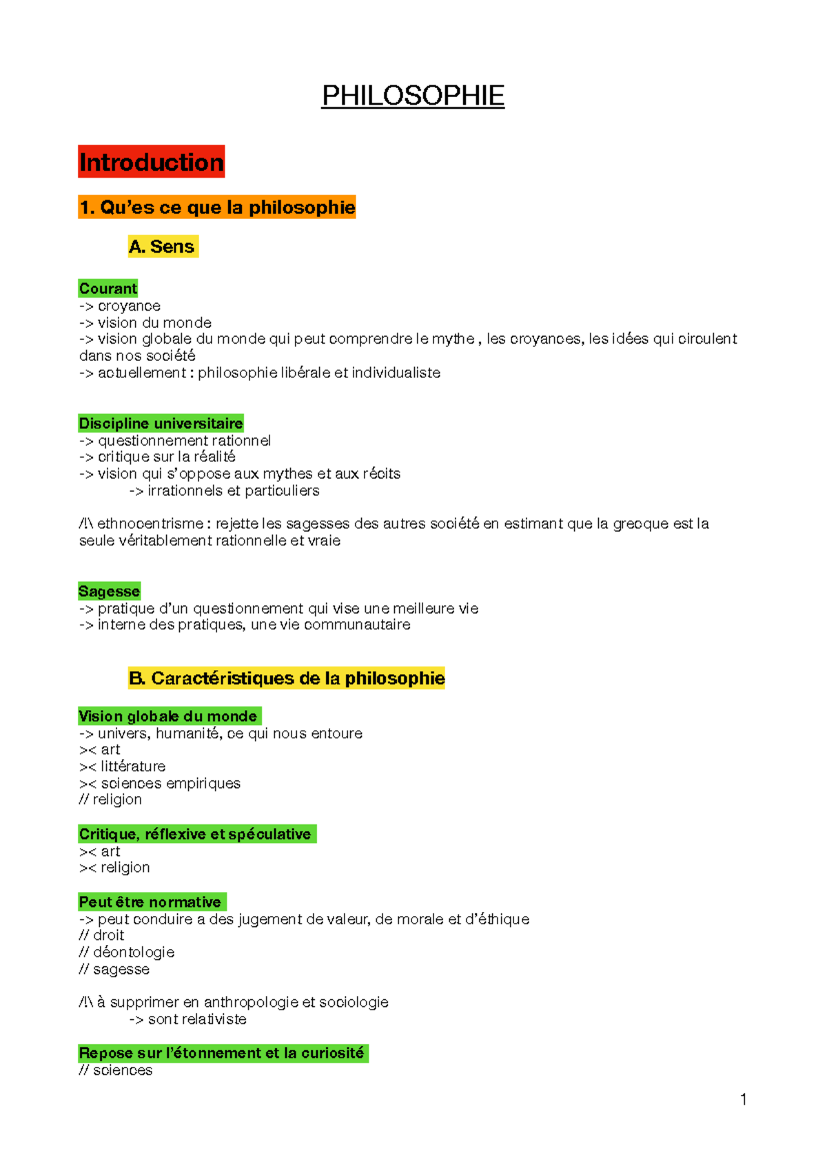 PHIL 101 - Synthèse Complète du Cours de Philosophie - Studocu