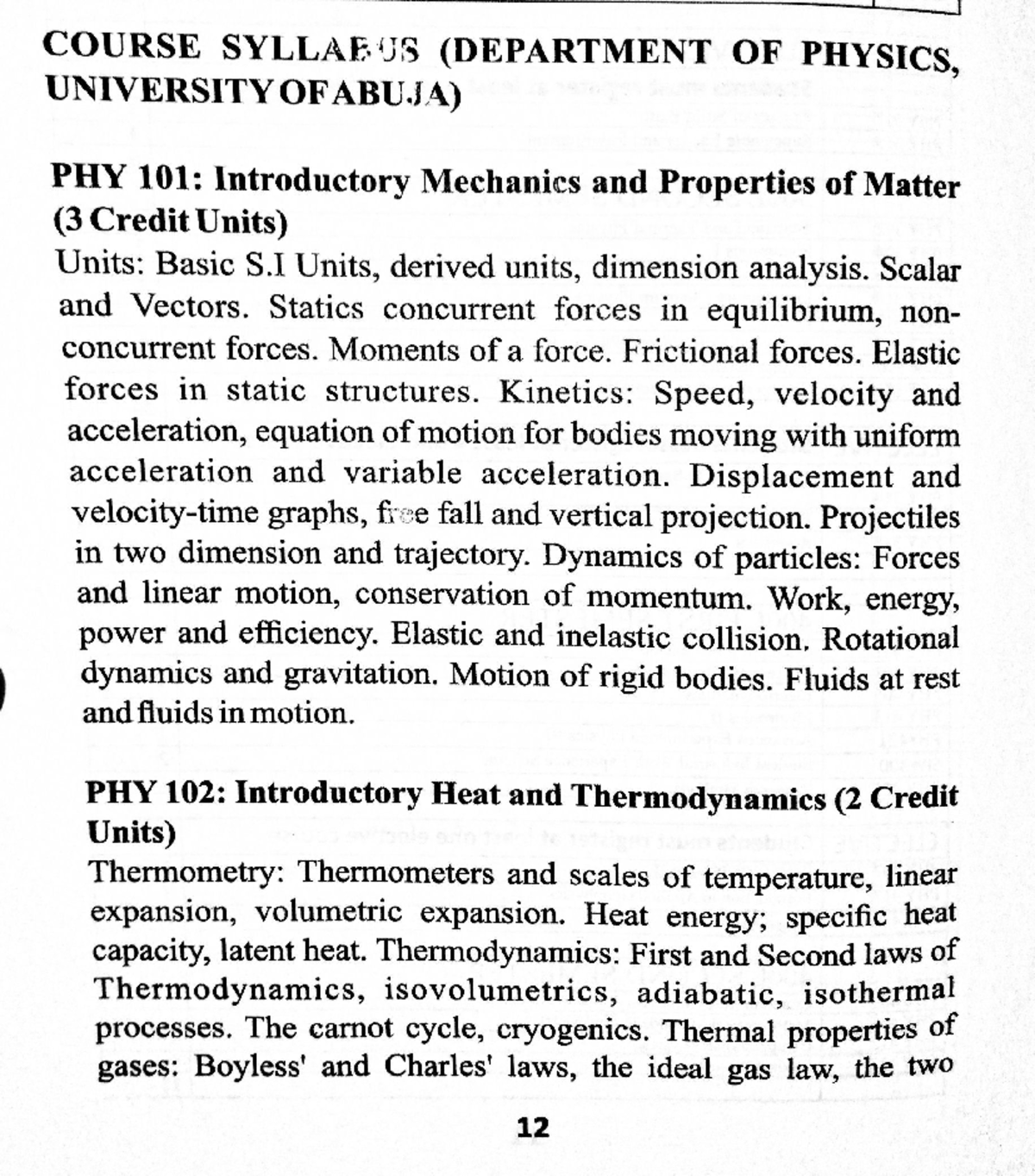 Comprehensive Course Outline for Physics Courses - Studocu