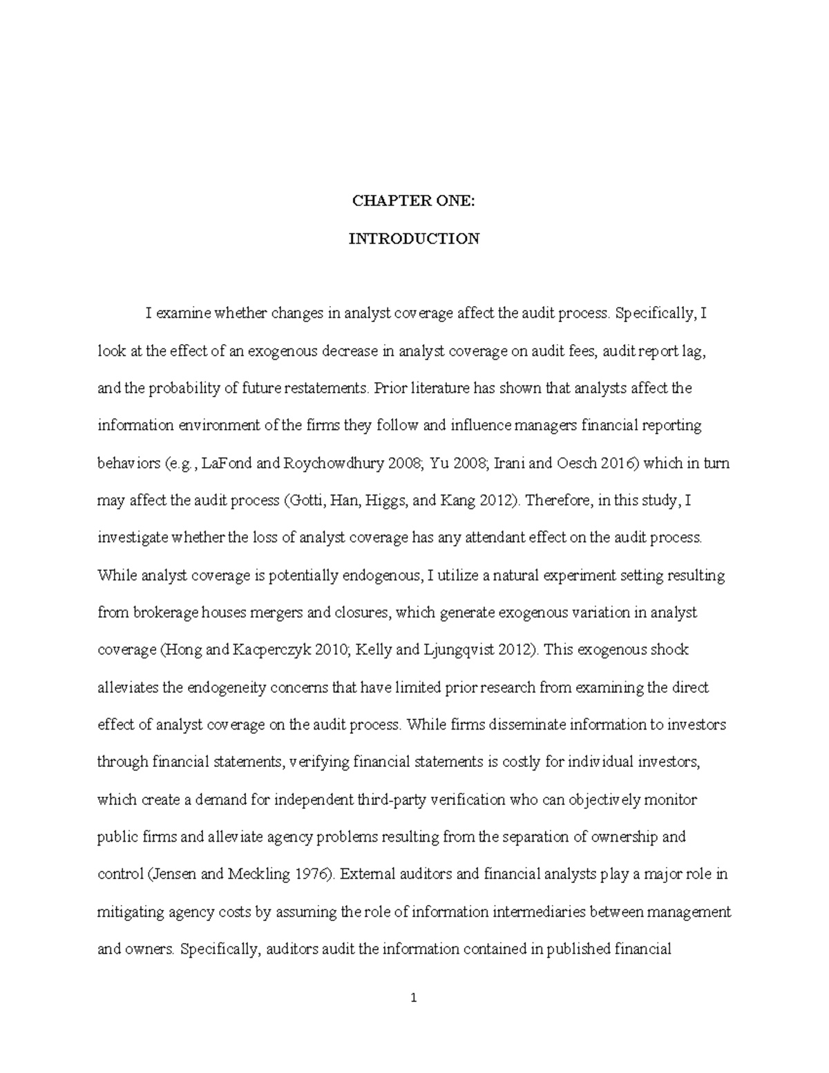 Impact of Analyst Coverage Changes on Auditors: Evidence from Mergers ...