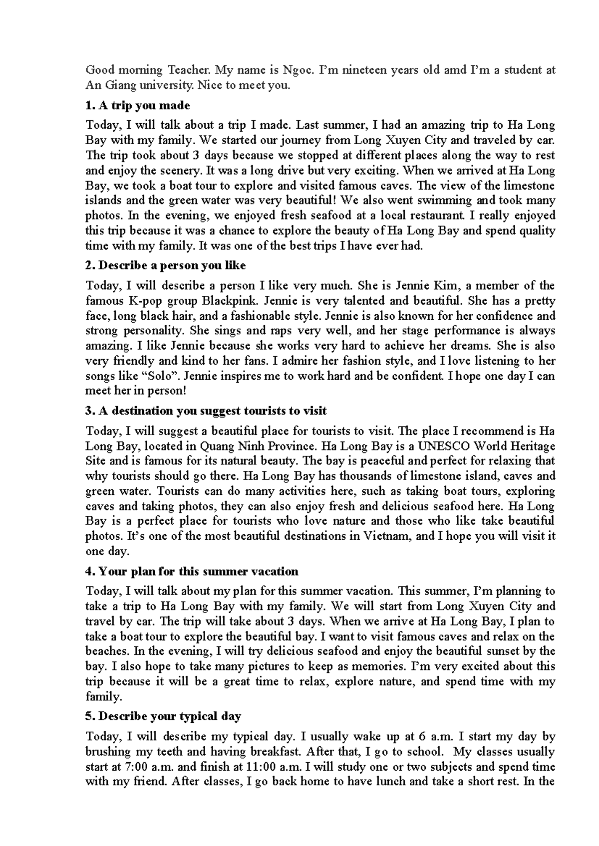 Student Essay: Personal Experiences and Travel Plans - SDHSFZ - Studocu