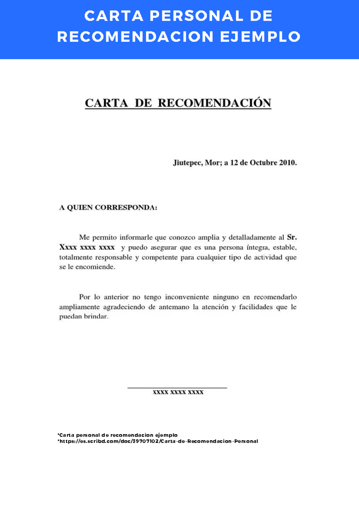 Ejemplo de Carta Personal de Recomendación para Empleo - Document Preview