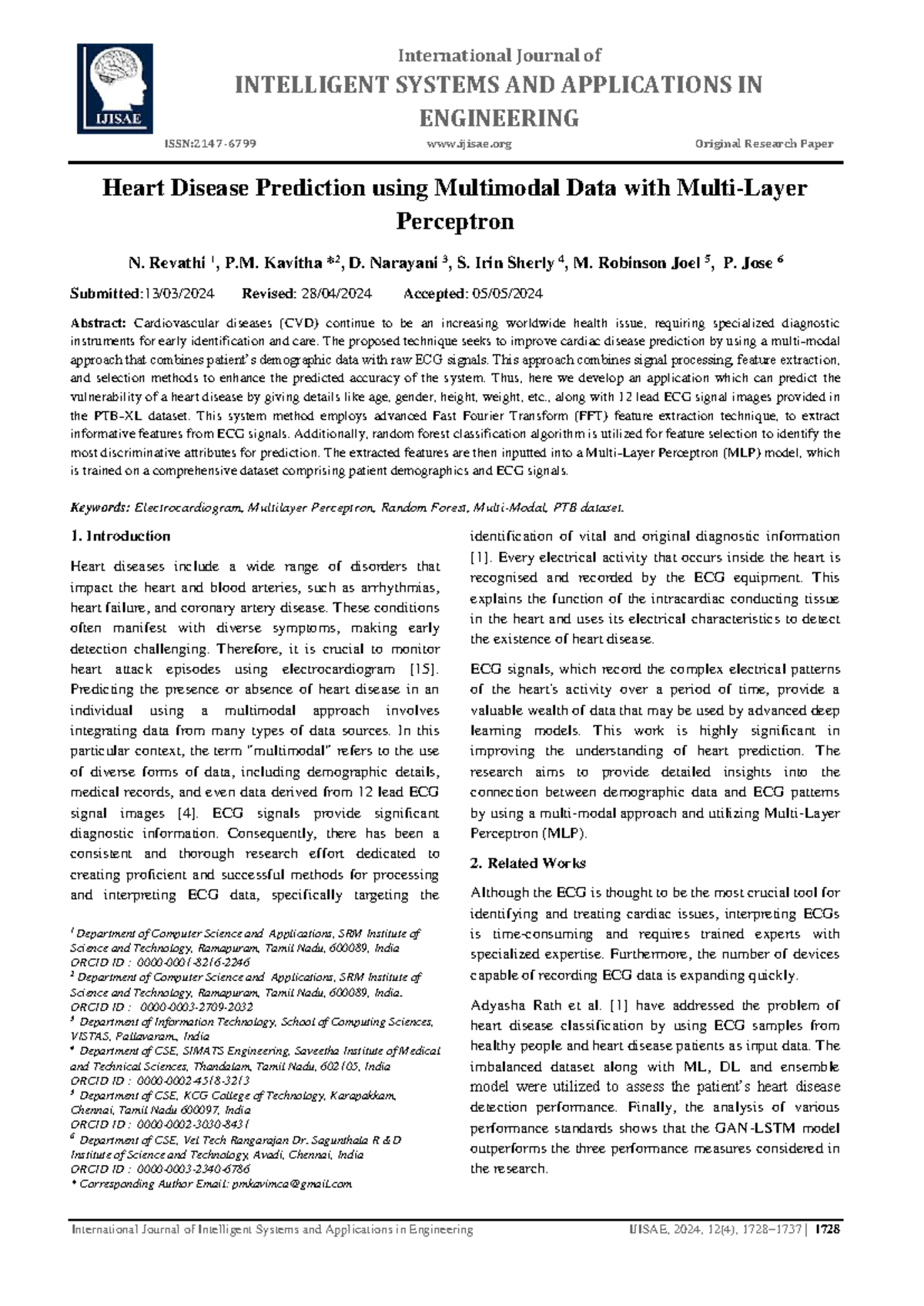 Heart Disease Prediction via Multimodal Data Using MLP - IJISAE 2024 ...