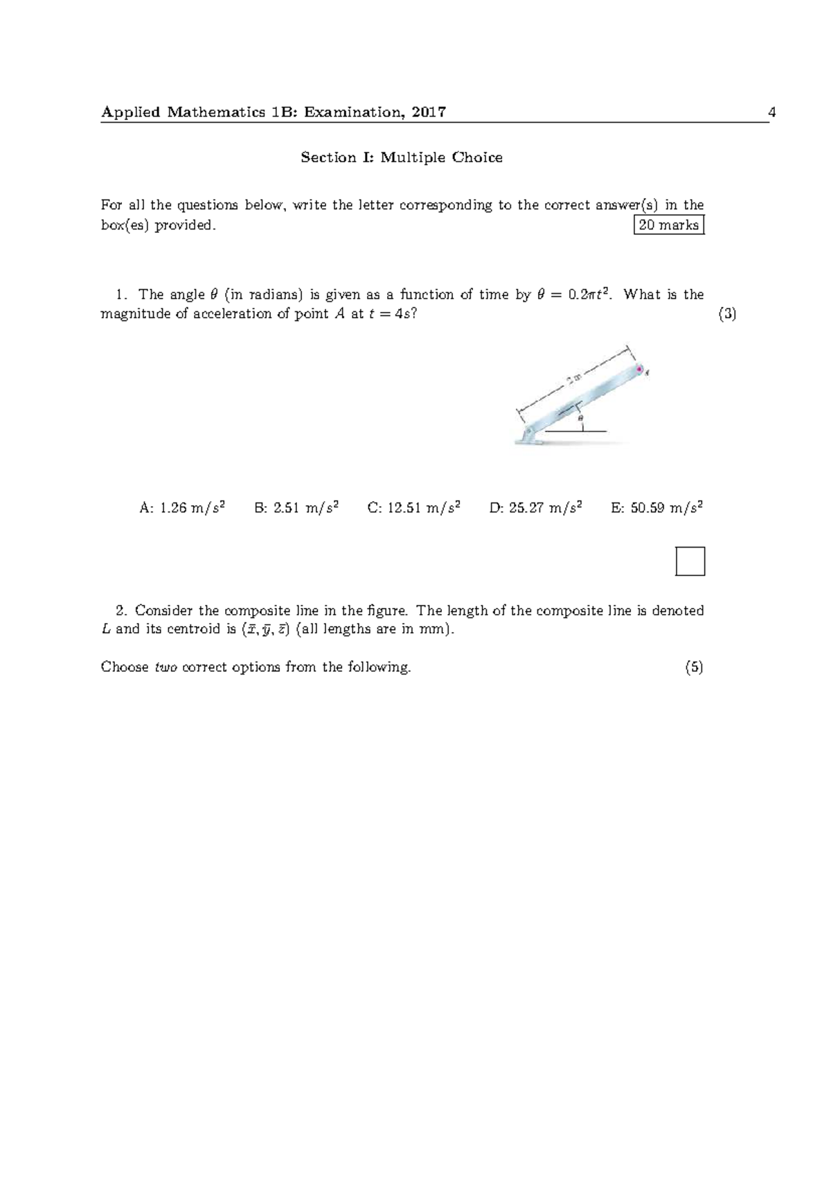 Applied Mathematics 1B: 2017 Exam Practice Questions and Solutions ...