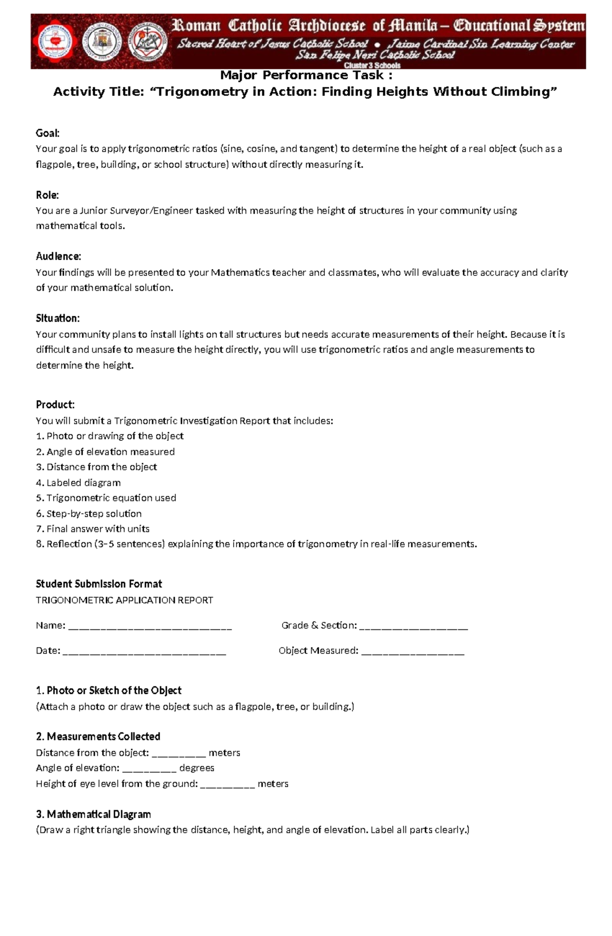 G9-4TH - Major Performance Task: Trigonometric Height Investigation ...