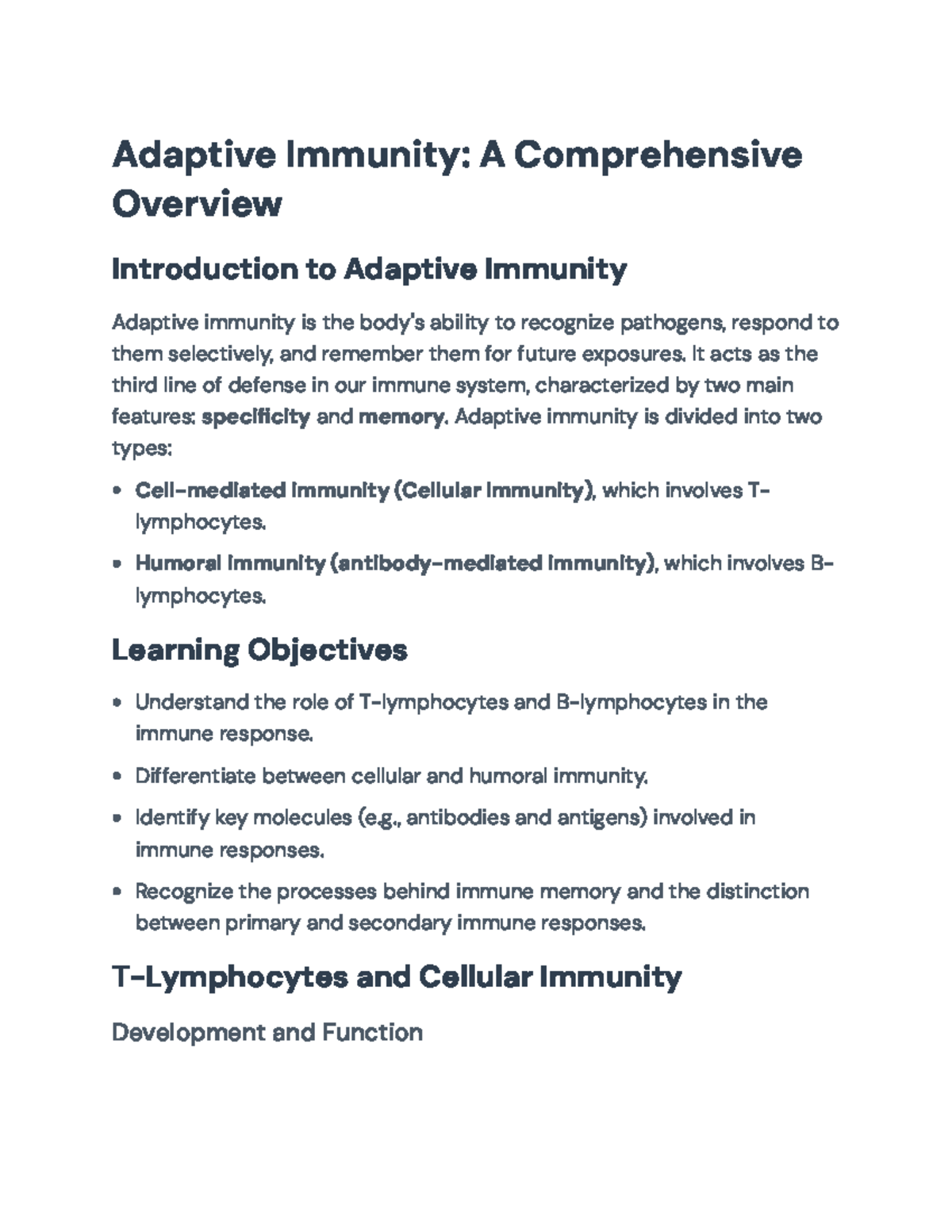 Adaptive Immunity: Overview & Key Concepts in Immunology (BIO 101 ...