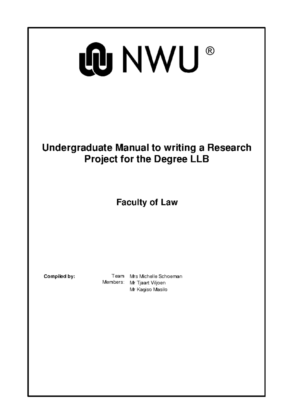 IURI 471: Comprehensive Guide to Writing a Research Project for LLB ...