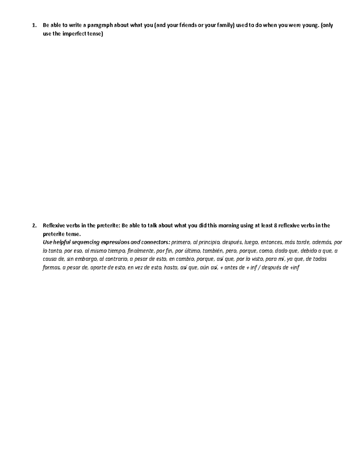 SPAN103 Midterm #2 Practice Quiz: Imperfect & Preterite Tense Exercises ...