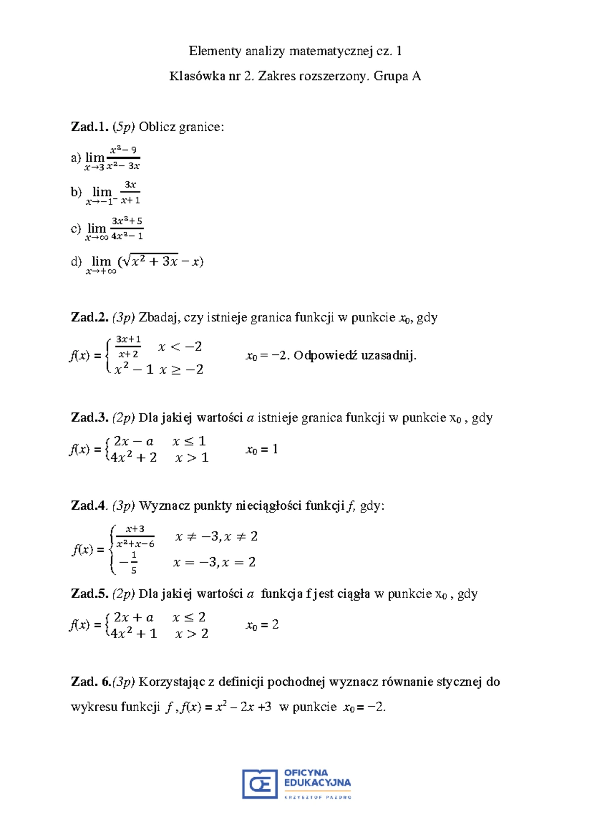 Kurczab Marcin - Matematyka 3. Zbiór zadań. Zakres rozszerzony. Liceum