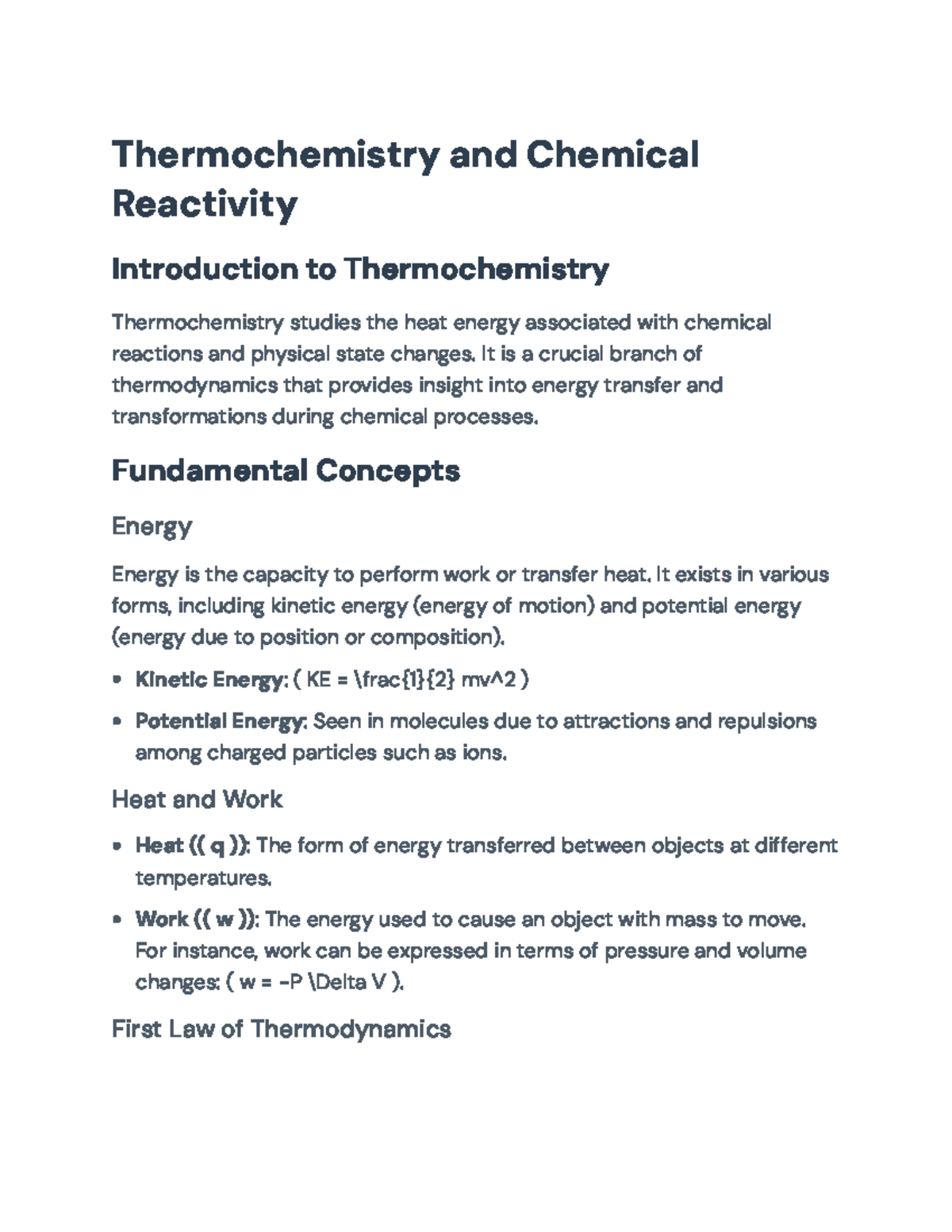 Thermochemistry and Chemical Reactivity: Key Concepts & Calculations ...