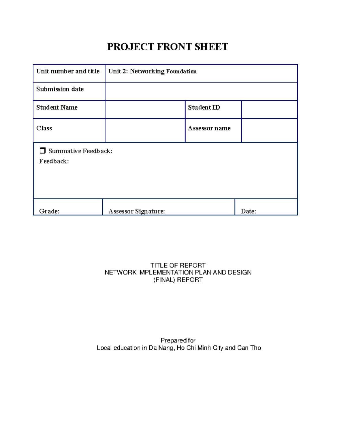Report Project 1619A (final) - PROJECT FRONT SHEET Unit number and ...