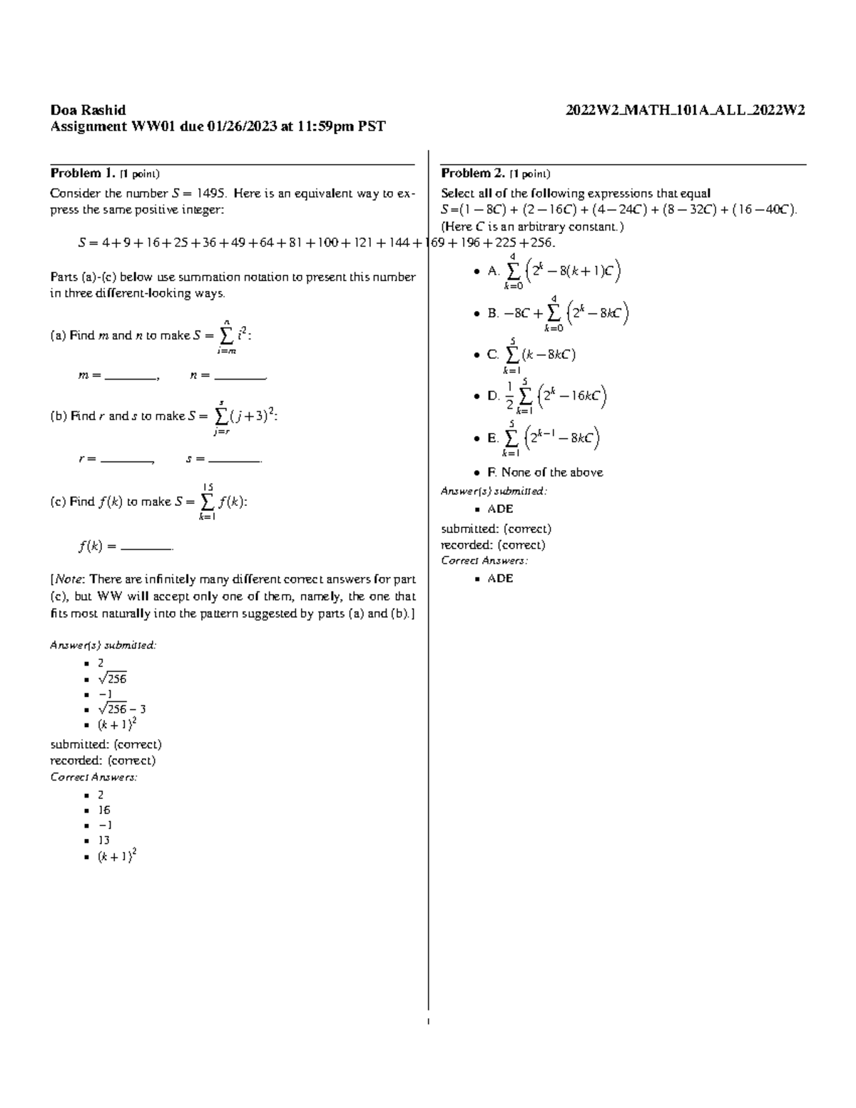 2022W2 MATH 101 A ALL 2022W2 - Doa Rashid 2022W2 MATH 101A ALL 2022W ...