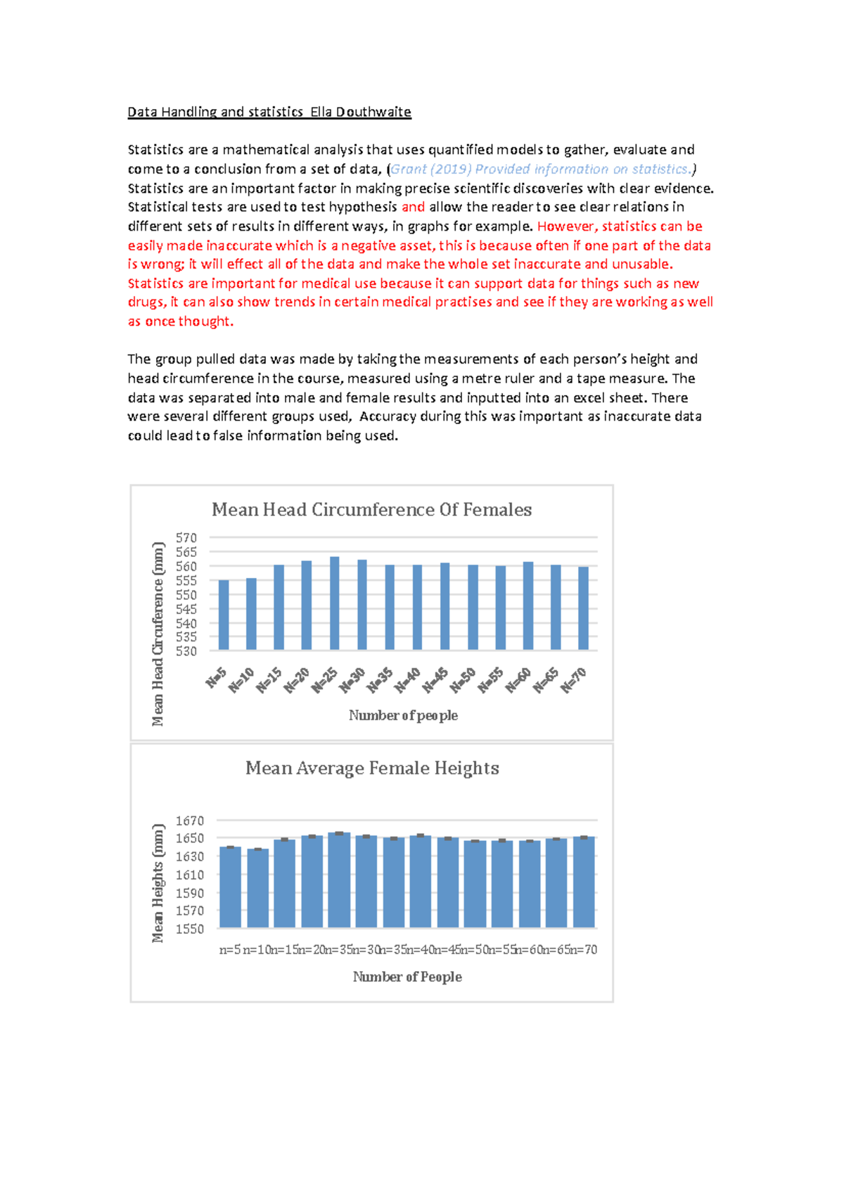 Data handling report, general science - Data Handling and statistics ...