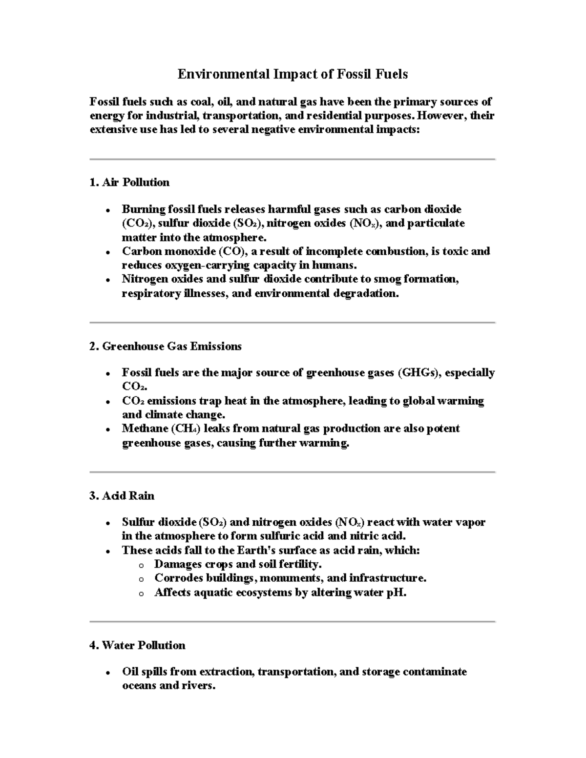 TE4002- Energy Resources - Environmental Impact of Fossil Fuels Fossil ...