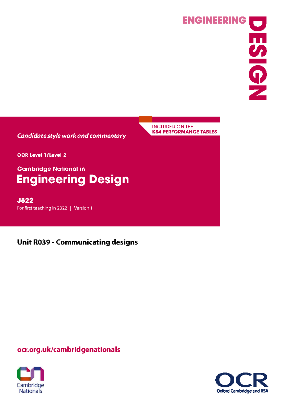 R039 Example Candidate Style Work & Commentary - Engineering Design ...