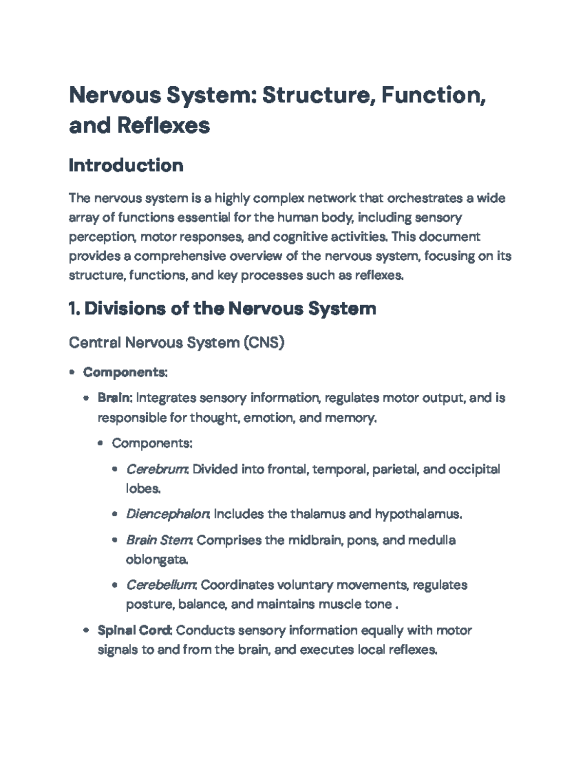 Comprehensive Overview of the Nervous System: Structure & Reflexes ...